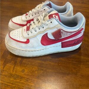 Nike Air Force 1 Red and White Sneakers